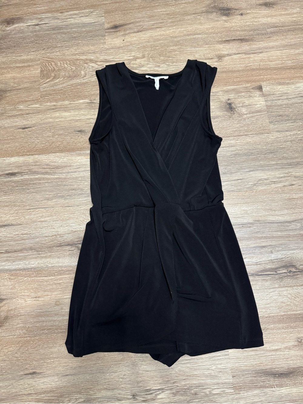 BCBGeneration Black Sleeveless Wrap Romper